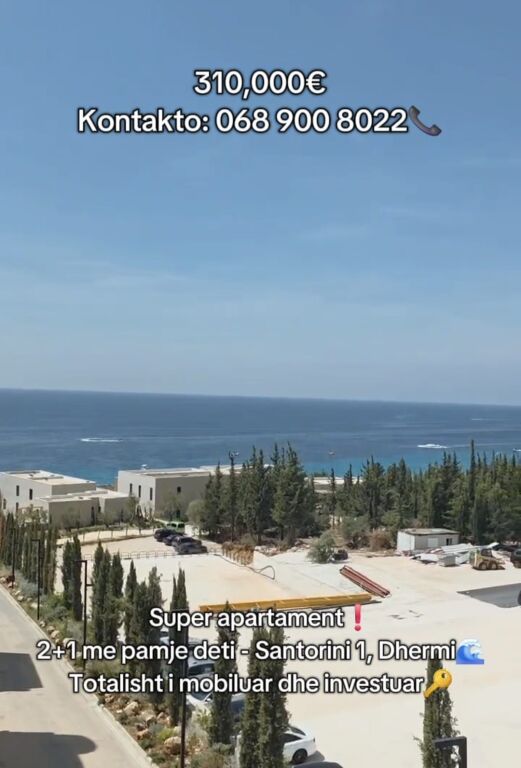 Fully Furnished 2+1 Apartment for Sale at Santorini 1, Dhërmi, Palasë, Vlorë, Himarë, Drimadhe, Drymades