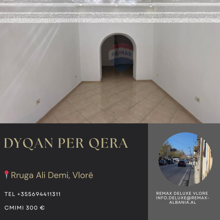 🏢 SHOP FOR RENT – ALI DEMI STREET, VLORË