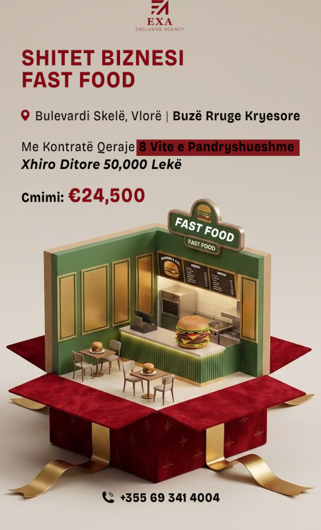 Fast Food Business for sale - Skele Boulevard, Vlore, Main Road | 24,500€