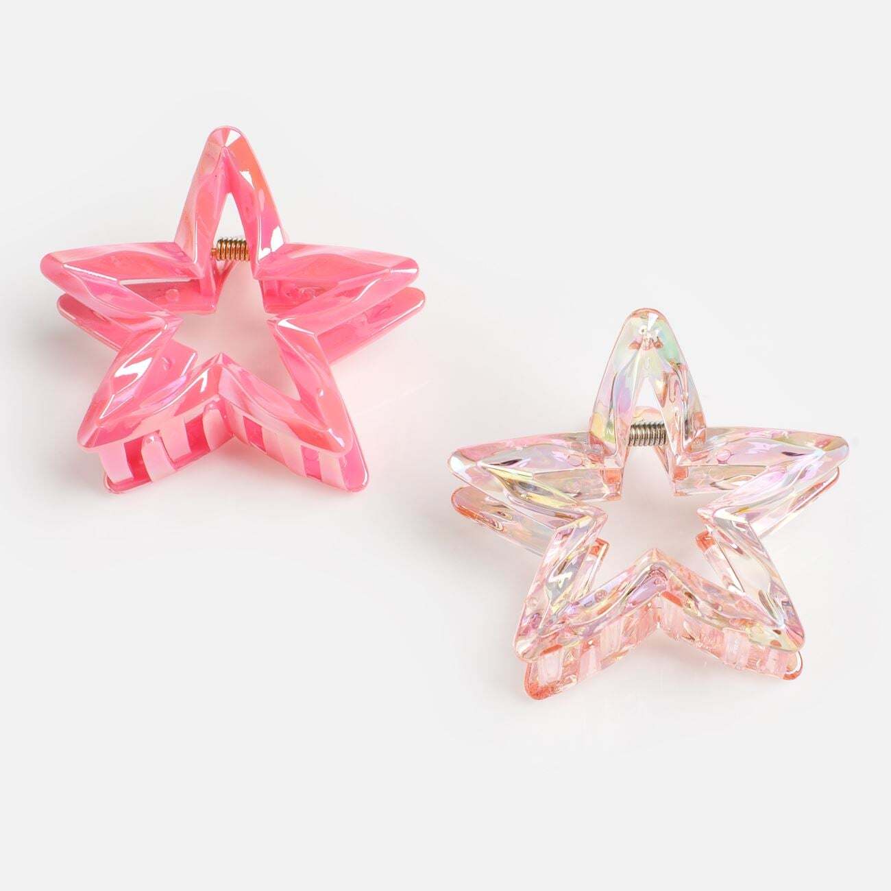 Women's Star Clip Pink Holographic 7cm - 2 pcs