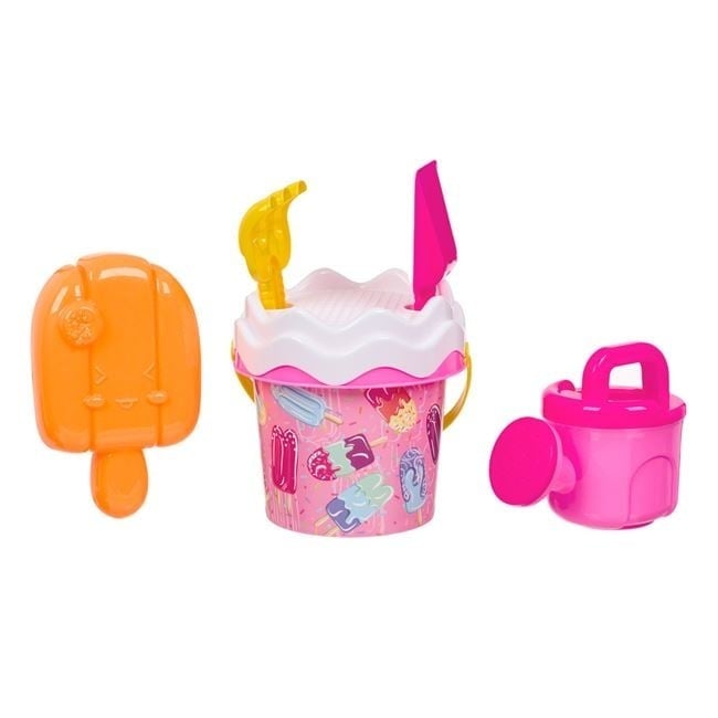 Beach Bucket Pink Ice Cream Ø14x11cm & 4 Accessories