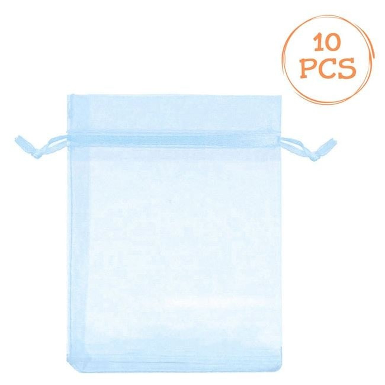 Light blue organza gift bags, 9 × 12 cm, 10 pieces