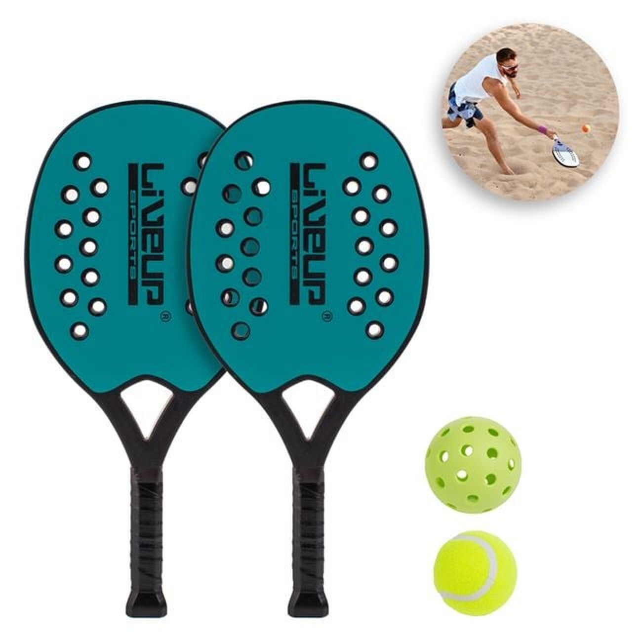 Beach Tennis Racket Set with 2 Balls