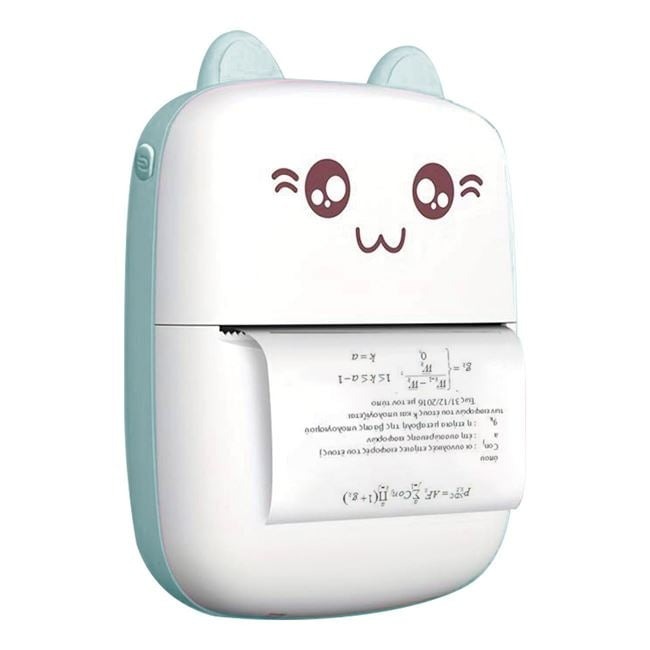 Thermal Printer Mini White with Ears USB Cable & Printing Paper 8x3.5x11cm
