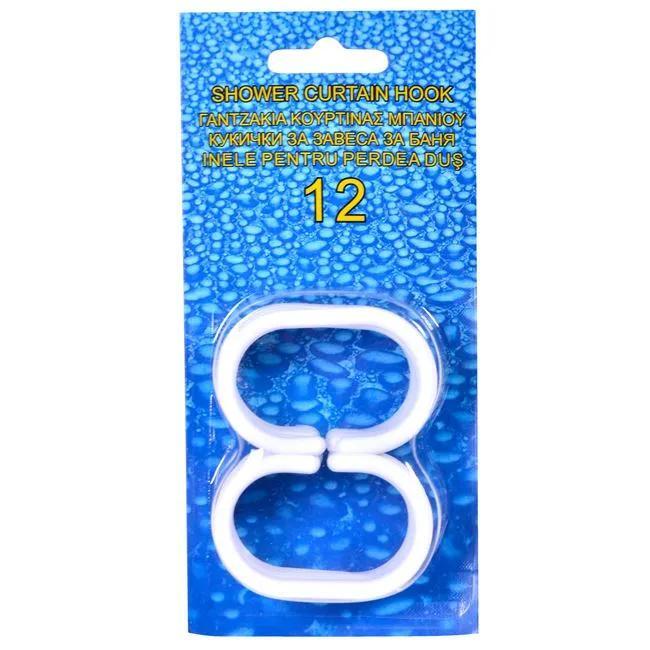 White Shower Curtain Rings - 12 pcs.