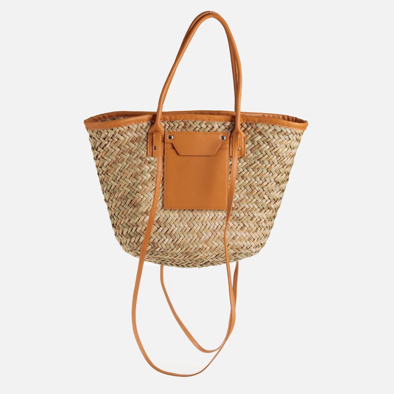 Straw Handbag & Shoulder Bag with Pocket 42x10x30cm