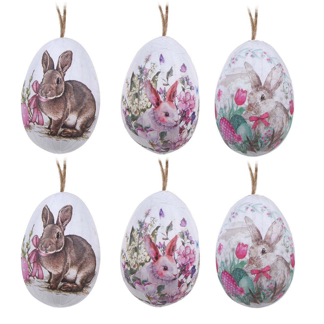 Uova decorative sospese di Pasqua con coniglio 6 pezzi