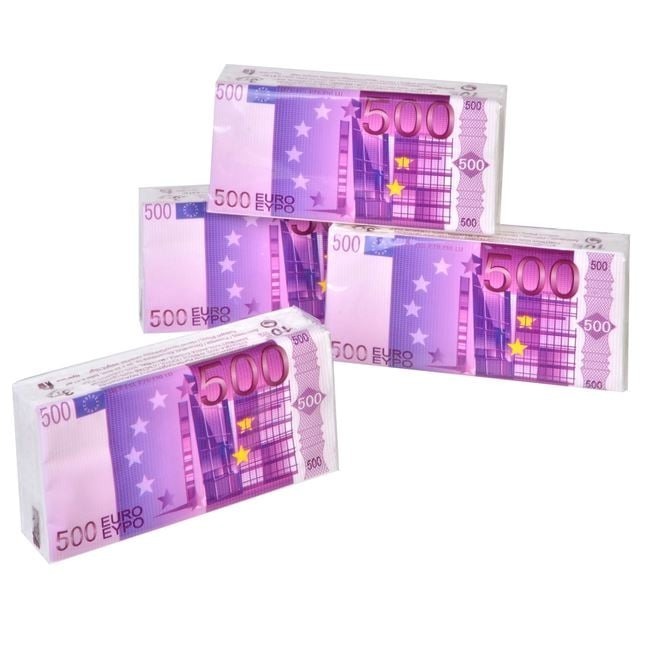 500 Euro Design Tissues 4 Packs 10 Sheets