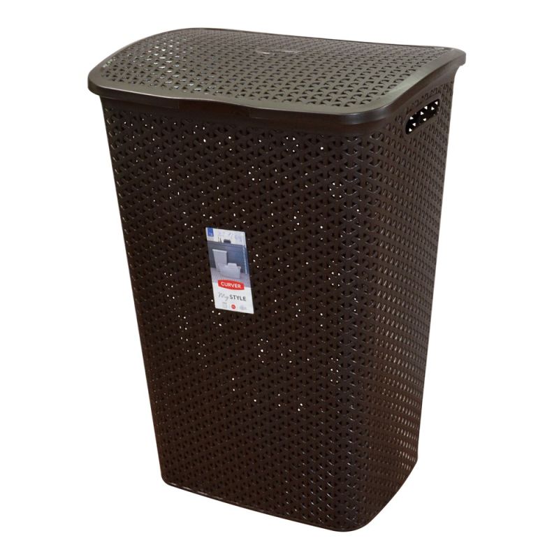 Clothes basket, 55 L, MY STYLE, PVC, mocha, 33x43xH60 cm