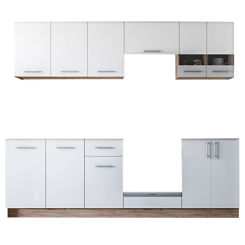 Kitchen, Napoli, melamine, ash wood, 240 cm