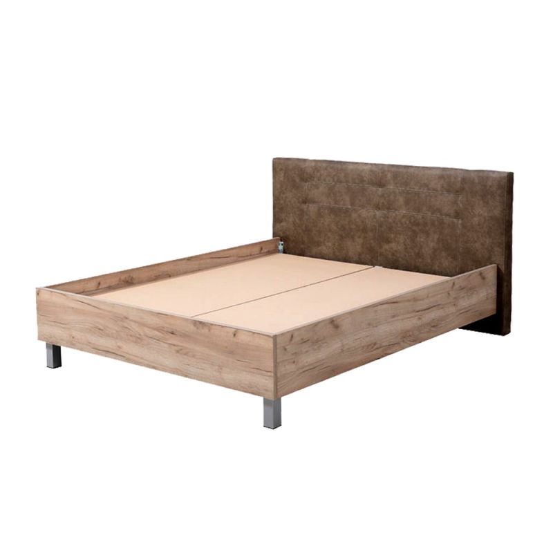 Double Bed, CANON, melamine, gray wood/pear color with gloss, 163.5x203xH84 cm