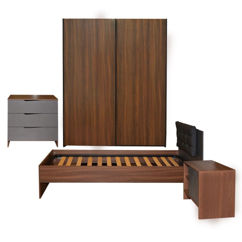 Bedroom, ALPHA, melamine, dark walnut
