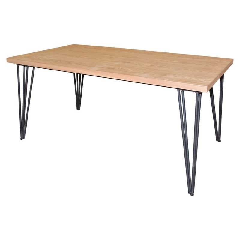 Tavolo pieghevole, struttura in metallo e MDF 40 mm, naturale, 160x90xH74 cm