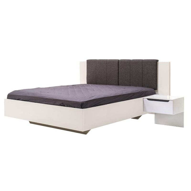 Double bed, KARL, melamine and MDF, white, 254.5x211.5xH101.5 cm