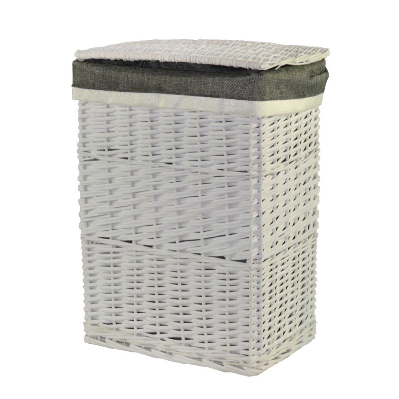 Beige/white basket with knitting, yarn and textile, 38x27xH52 cm