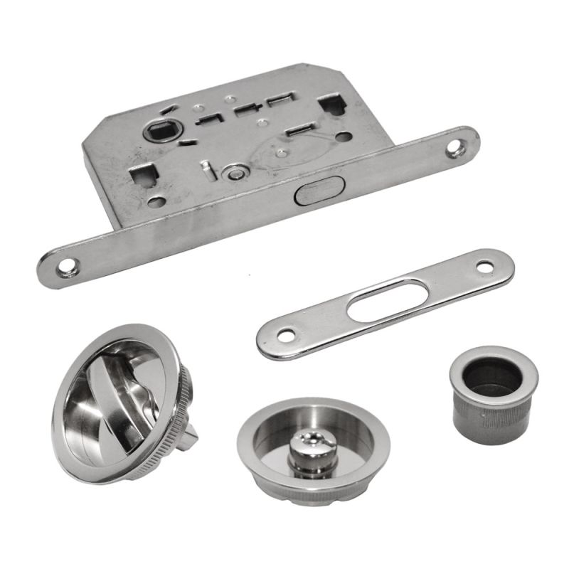 Handle and lock for sliding doors, zinc