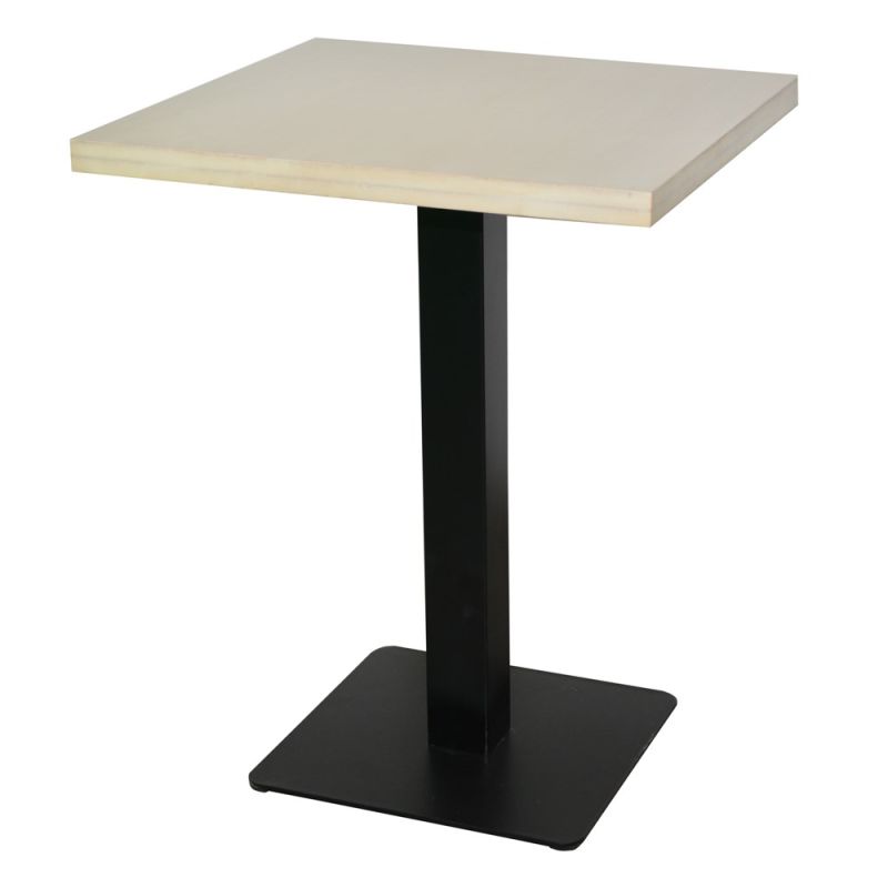 Table, MDF top (3.2 cm), black metallic base (39.5×39.5 cm), cream, 60×60×H75 cm