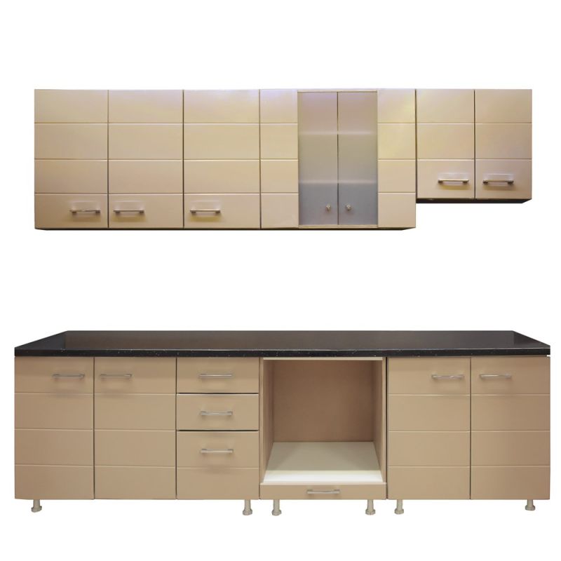 Kitchen, DIANA, MDF, oak/gray wood, 260x51xH200 cm