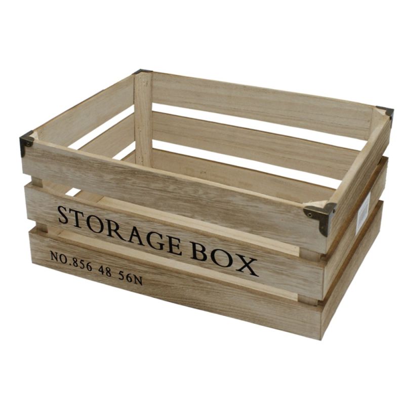 Storage box, wood, natural, 35x25xH15 cm