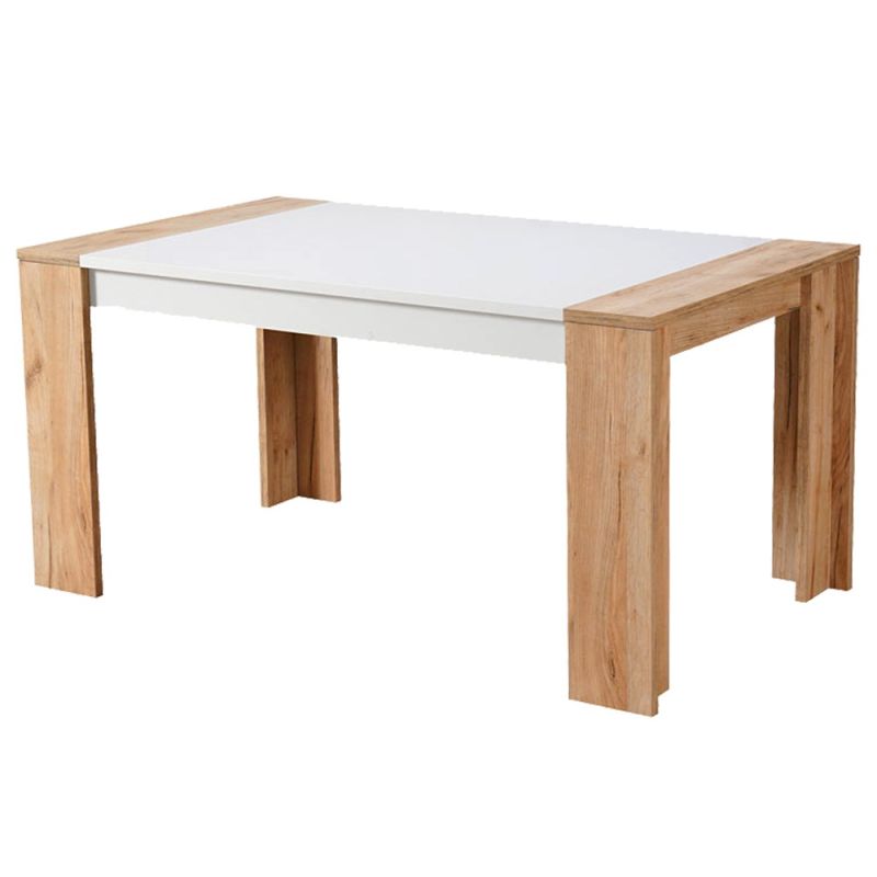 Dining table, CREMONA, melamine, light oak / white, 154x90.5xH75 cm