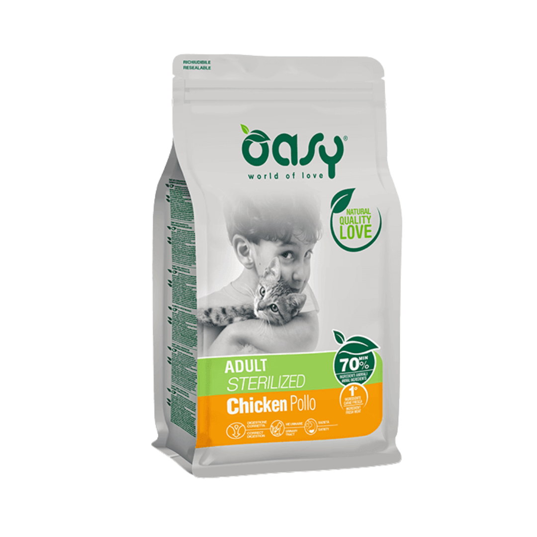 Sterilised Cat Food with Chicken – Oasy Adult Sterilised Chicken (1.5 kg)